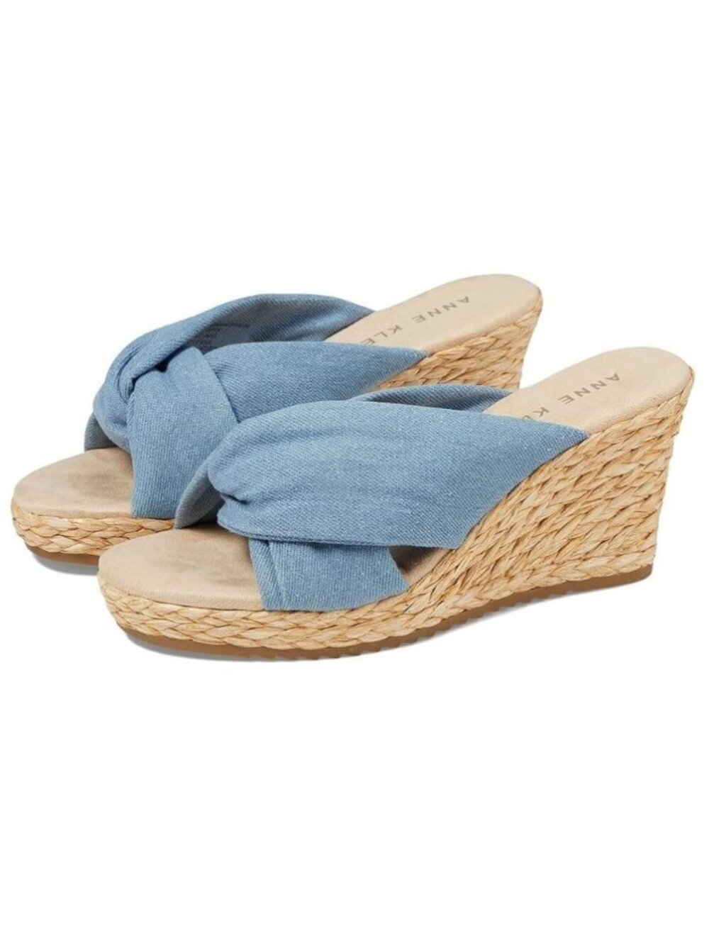 Anne Klein Winnie Womens Denim Wedge Sandals Size 8 NEW
